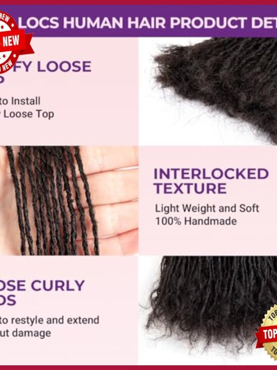 Human Hair Sister Locs Extensions 10 Inch Micro Locks Curly Tips main image 2
